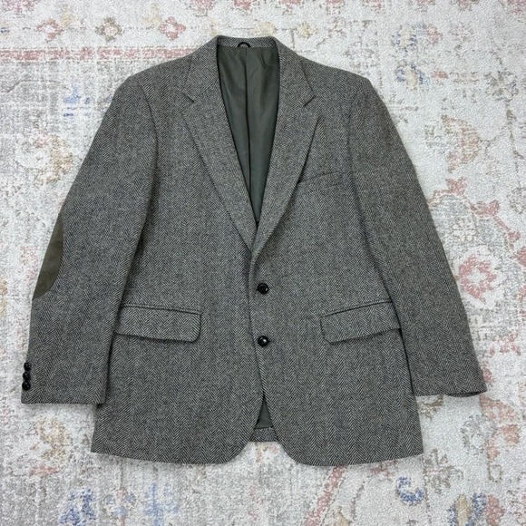 Stafford Other - 90's Stafford Grey Herringbone Tweed Blazer Dark Academia Goblincore 44R